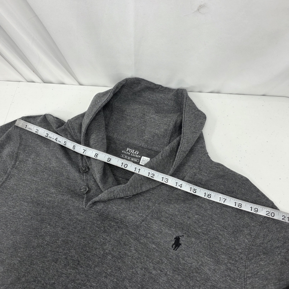 Polo Ralph Lauren Luxury Jersey Shawl Collar Pullover Men’s XL Gray Cotton L/S. - Picture 7 of 10